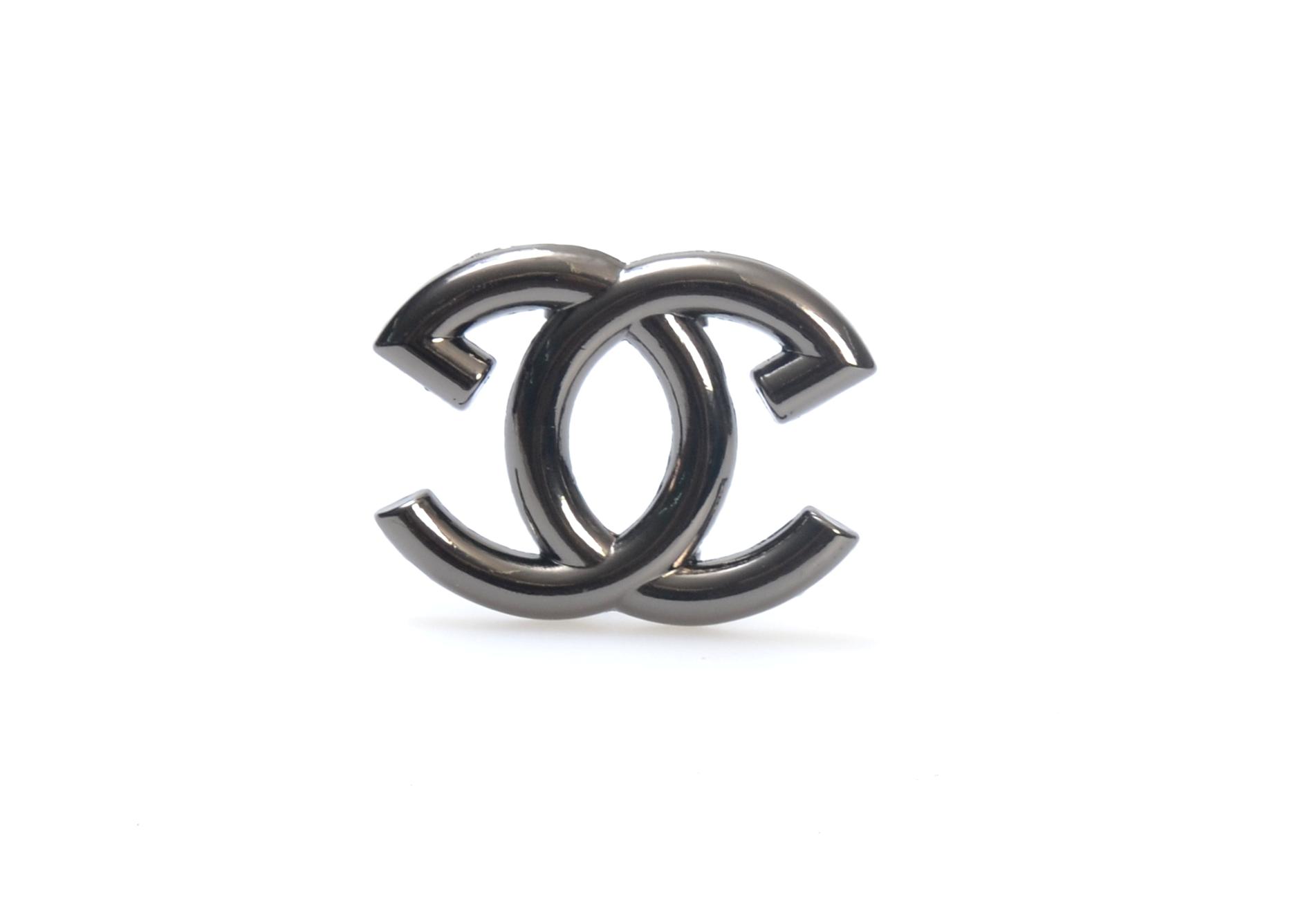 Ταμπελάκι Chanel Large 4εκ, με 4 ποδαρακια, Μαύρο Νίκελ