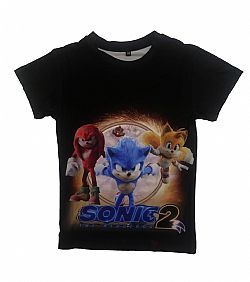 Μπλουζάκι Κοντομάνικο Παιδικό με Ψηφιακή Εκτύπωση DTG και στις 2 Πλευρές ( Full Print ) Sonic  Μαύρο