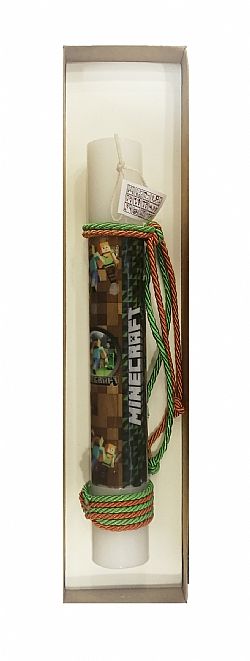 Παχαλινή Λαμπάδα  Minecraft Με Ξύλινο Κουτί  28x7x5cm